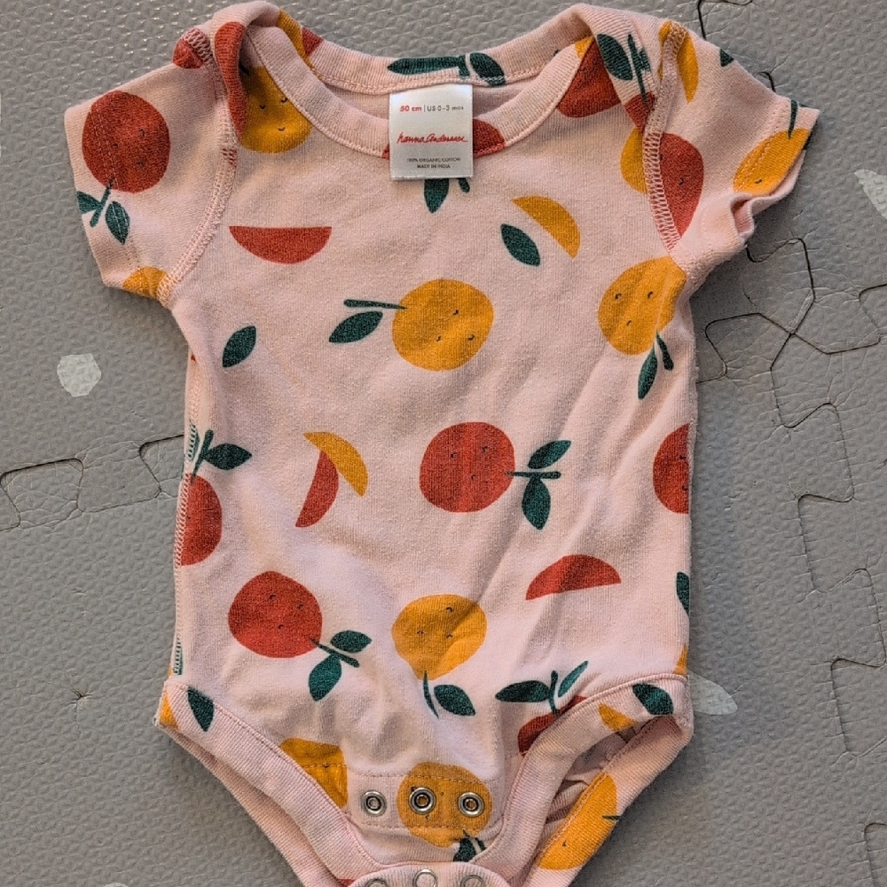 Hanna Andersson Pink Citrus Print Bodysuit Size 0-3 Months